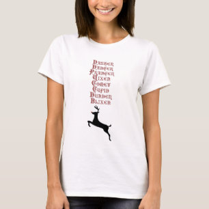 Reindeer Names Rudolph, Comet, Blixen Reindeer T-Shirt