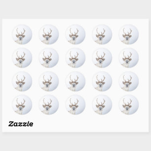 Reindeer Nature Photo Classic Round Sticker