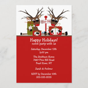 Reindeer North Pole Holiday Party Invitation