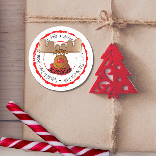 Reindeer North Pole Rudolph Special Delivery  Classic Round Sticker