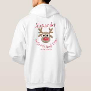 Reindeer North Pole Sleigh Crew Fun Christmas Hoodie