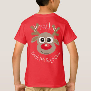 Reindeer North Pole Sleigh Crew Fun Christmas T-Shirt