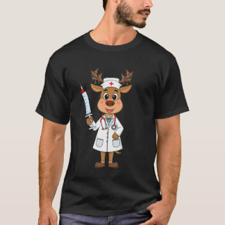 Reindeer Nurse Christmas Nursing Scrub Tops Stetho