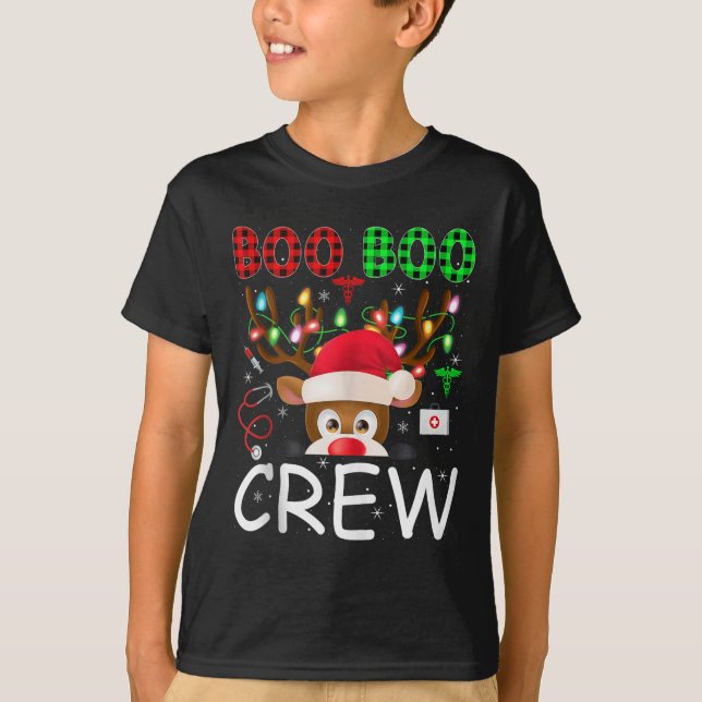 Reindeer Nurse Christmas Scrub Tops Boo Crew Nurse (Front)