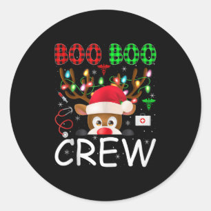 Reindeer Nurse Christmas Scrub Tops Boo Crew Nurse Classic Round Sticker
