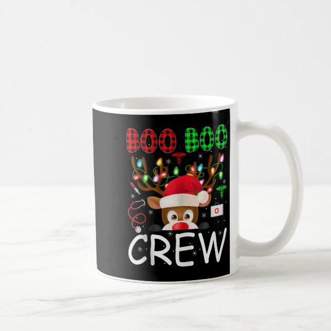 Reindeer Nurse Christmas Scrub Tops Boo Crew Nurse Coffee Mug (Right)