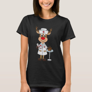 Reindeer Nurse Christmas Scrub Tops Xmas Pyjamas N