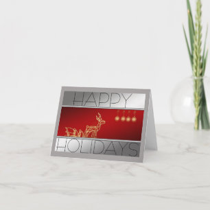 Reindeer of lights Christmas, Red/Silver Note Card