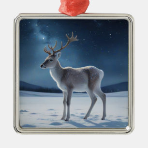 Reindeer on Christmas Eve Metal Tree Decoration