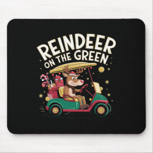 Reindeer On Green Christmas Golf Tee For Golfers Mouse Mat