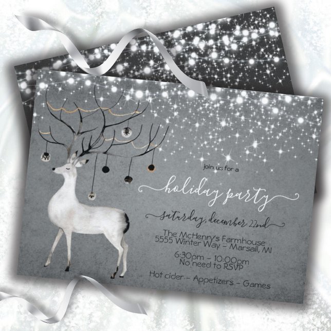 Reindeer Ornament twinkle lights Christmas party I Invitation (Creator Uploaded)
