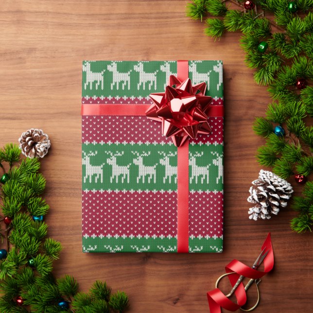 Reindeer Parade Knit  Wrapping Paper (Holiday Gift)