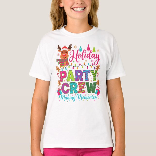 "Reindeer Party Crew – Holiday Fun Tee" T-Shirt (Front)