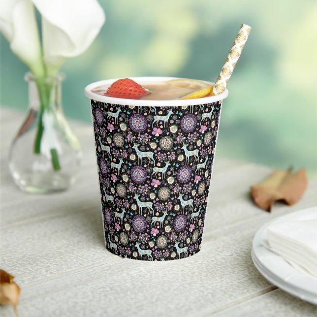 Reindeer Paterna Christmas Paper Cups (Insitu)