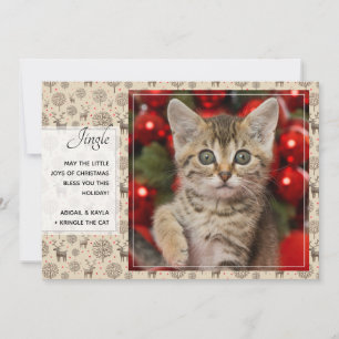 Reindeer Pattern & Script Typography Custom Colour Holiday Card