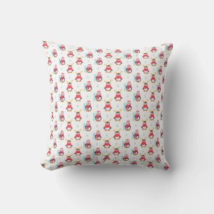Reindeer Penguin Skis Cute Winter Cushion
