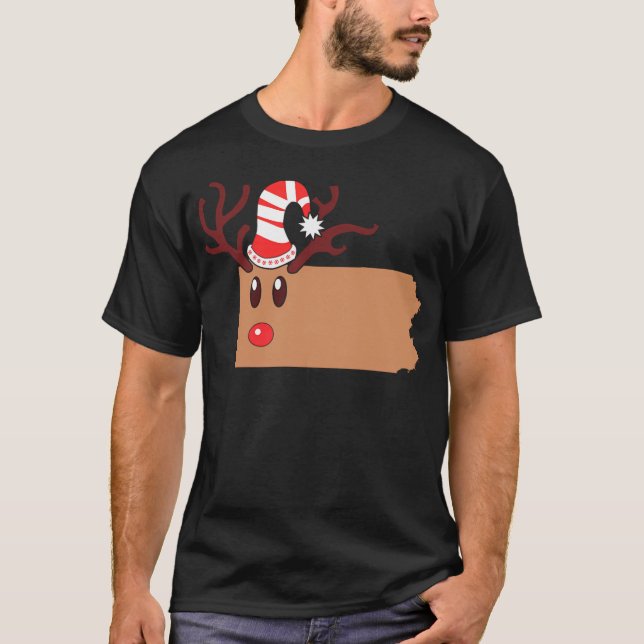 Reindeer Pennsylvania Santa Reindeer Antlers T-Shirt (Front)