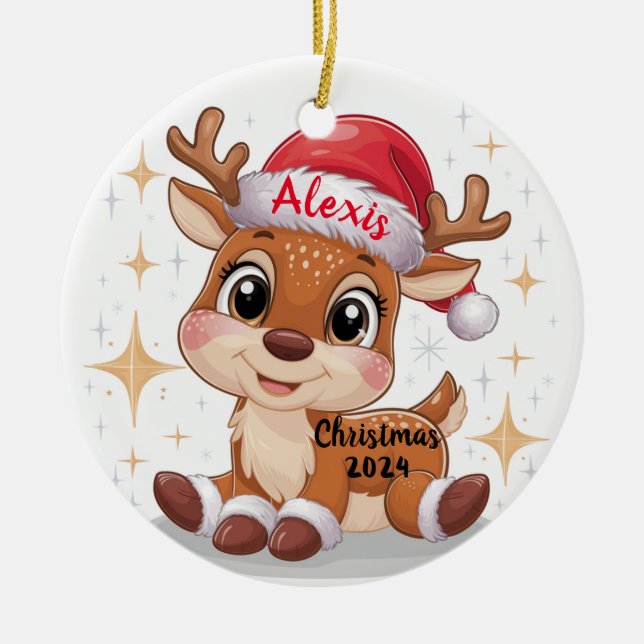 Reindeer Personalised Christmas Ornament (Front)