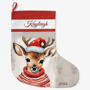 Reindeer Personalised Large Christmas Stocking