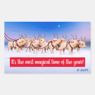 Reindeer Pigs Rectangular Sticker