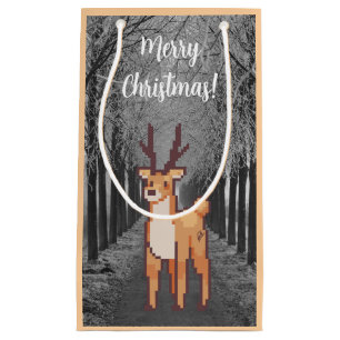 Reindeer, pixelart Merry Christmas  Small Gift Bag