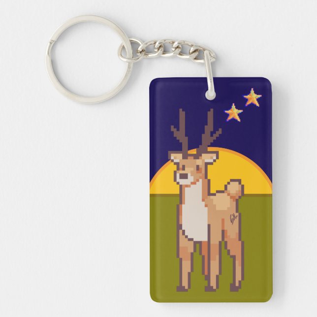 Reindeer, Pixelart, Pixel Art  Key Ring (Front)