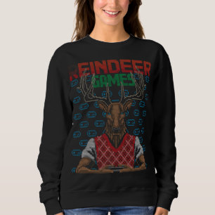 Reindeer Playing Video Game Gamer Ugly Christmas S Sweatshirt