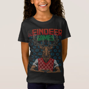 Reindeer Playing Video Game Gamer Ugly Christmas S T-Shirt