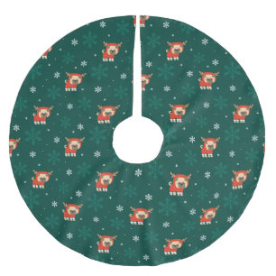 Reindeer Pug Christmas Pattern Brushed Polyester Tree Skirt