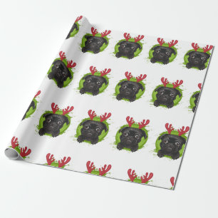 Reindeer Pug Wrapping Paper