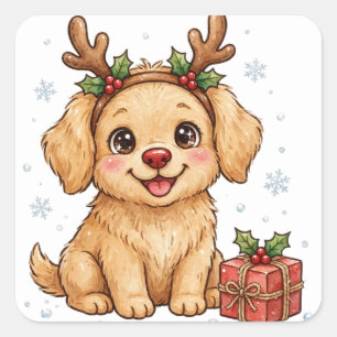 Reindeer Puppy Christmas Dog Sticker