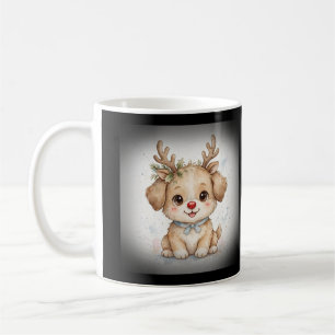 Reindeer Puppy Red Nose Christmas Coffee Mug