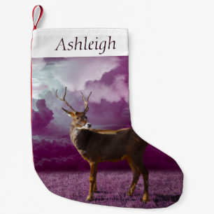 Reindeer Purple Fantasy Small Christmas Stocking
