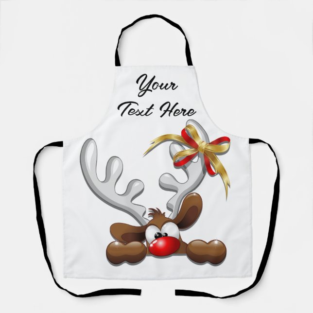 Reindeer Puzzled Funny Christmas Character Apron (Front)