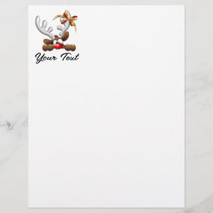 Reindeer Puzzled Funny Christmas Character Custom Letterhead