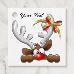 Reindeer Puzzled Funny Christmas Character Favour Tags