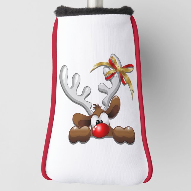 Reindeer Puzzled Funny Christmas Character Golf Head Cover (Rotate 90)