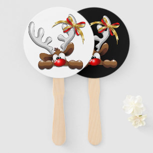 Reindeer Puzzled Funny Christmas Character Hand Fan