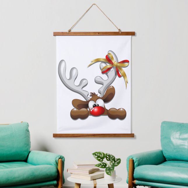 Reindeer Puzzled Funny Christmas Character Hanging Tapestry (Living Room)