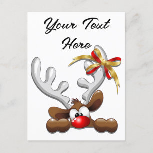 Reindeer Puzzled Funny Christmas Character Holiday Postcard