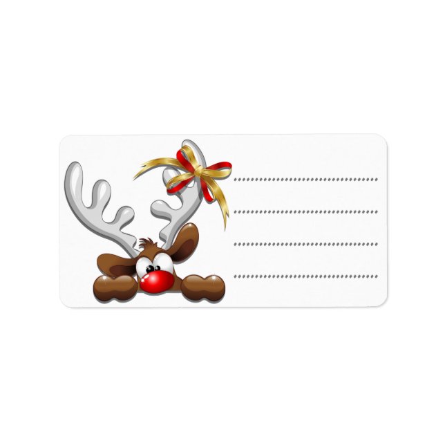 Reindeer Puzzled Funny Christmas Character Label (Front)