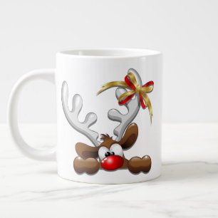 Reindeer Puzzled Funny Christmas Character Large Coffee Mug