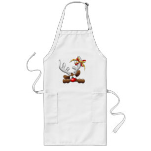 Reindeer Puzzled Funny Christmas Character Long Apron