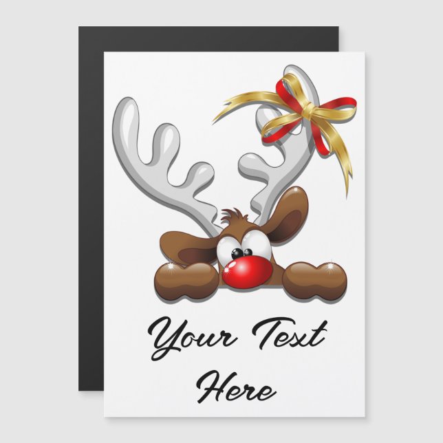 Reindeer Puzzled Funny Christmas Character Magnetic Invitation (Front/Back)