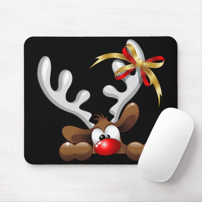 Reindeer Puzzled Funny Christmas Character Mouse Mat (With Mouse)