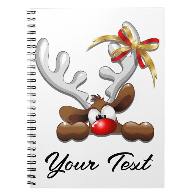 Reindeer Puzzled Funny Christmas Character Notebook (Front)