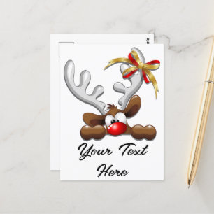 Reindeer Puzzled Funny Christmas Character Postcard