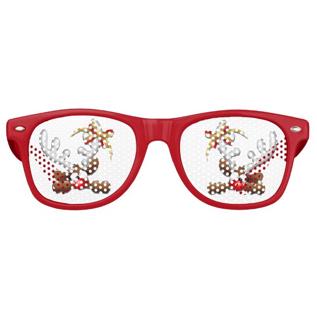 Reindeer Puzzled Funny Christmas Character Retro Sunglasses (Front)