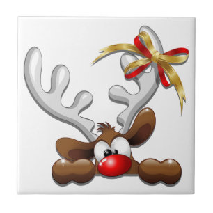 Reindeer Puzzled Funny Christmas Character Tile