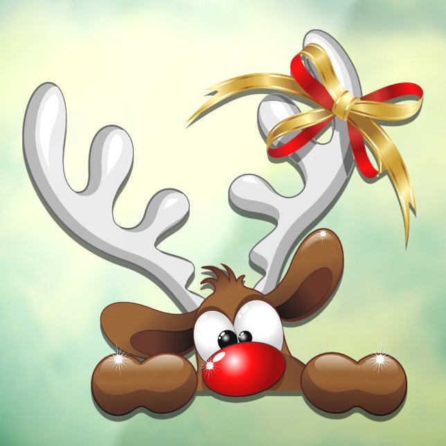 Reindeer Puzzled Funny Christmas Character Window Cling (Sheet 3)